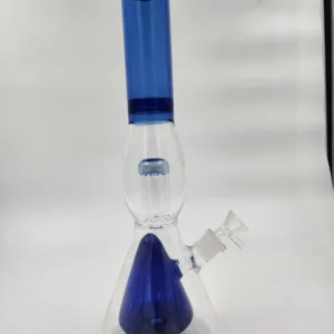 glass bong 35cm glass perc ice notches clear blue 1