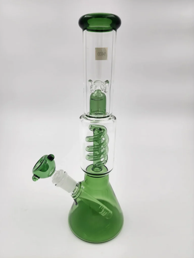 glass bong spirale chamber tree perc clear green 1 scaled