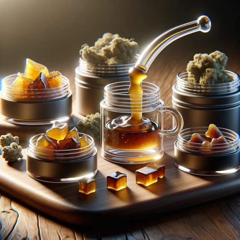 Labeled cannabis products in glass jars at a licensed Thai dispensary